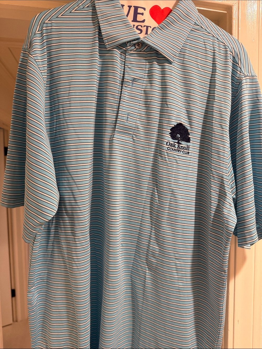 FootJoy Blue & White Striped Golf Polo with Embroidered Logo